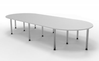 Konferenztisch 400 x 160 cm gerundet für 12 bis 14 Personen Weiss