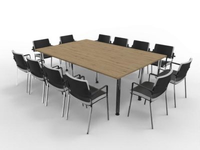Konfernztisch 240x160 cm mit 12 Stühlen Tischplatten Asteiche