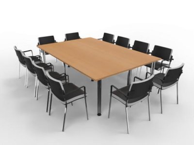 Konfernztisch 240x160 cm mit 12 Stühlen Tischplatten Buche