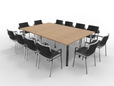 Konfernztisch 240x160 cm mit 12 Stühlen Tischplatten Eiche