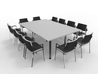 Konfernztisch 240x160 cm mit 12 Stühlen Tischplatten Lichtgrau