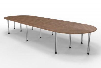 Konferenztisch 480x160 cm gerundet für 14 bis 16 Personen Nussbaum