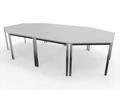 Konferenztisch 298x160cm 4teilig Beine Chorm Tischplatten Lichtgrau