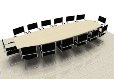 Meetingtisch 400 cm Fassform Ahorn