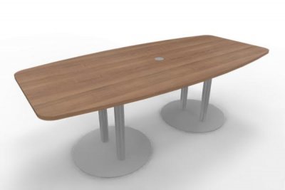 Konferenztisch Kiel 220 cm Tellerfüße silberfarben Nussbaum