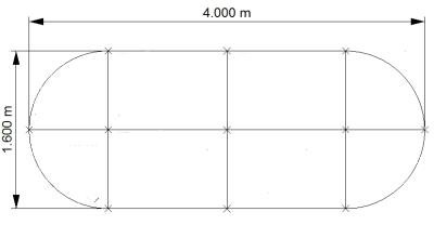 Konferenztisch Köln gerundet 400 x 160 cm Zeichnung
