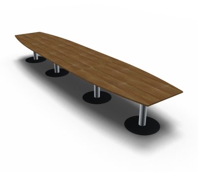 Konferenztisch 540 cm Bootsform Nussbaum