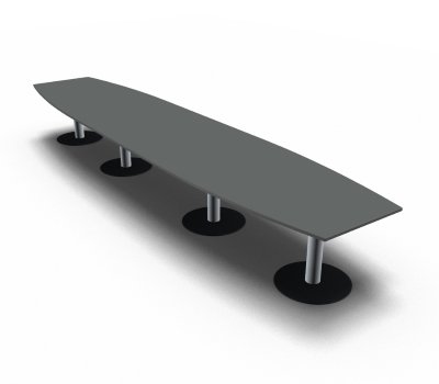 Konferenztisch 540 cm Bootsform Onyxgrau