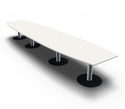 Konferenztisch 540 cm Bootsform Weiss