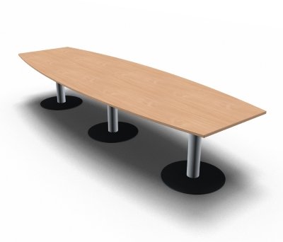 Konferenztisch Mega 360 cm Bootsform Buche