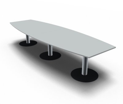Konferenztisch Mega 360 cm Bootsform Lichtgrau