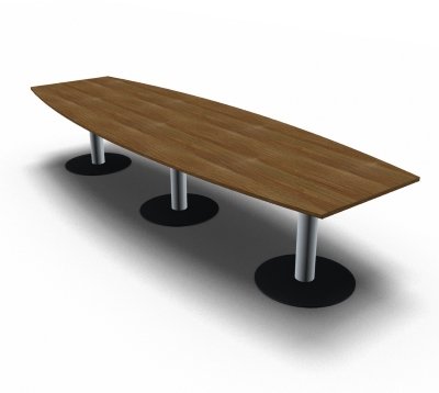 Konferenztisch Mega 360 cm Bootsform Nussbaum