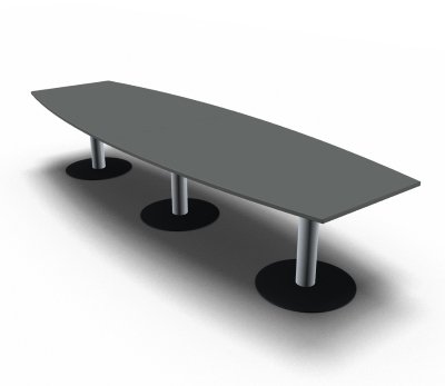 Konferenztisch Mega 360 cm Bootsform Onyxgrau
