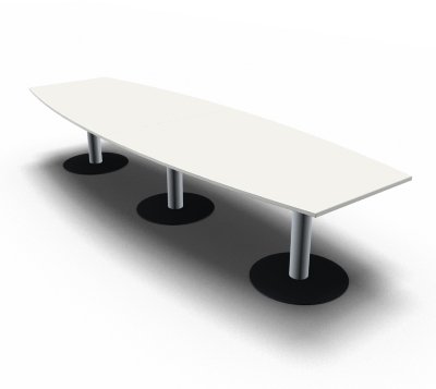 Konferenztisch Mega 360 cm Bootsform Weiss