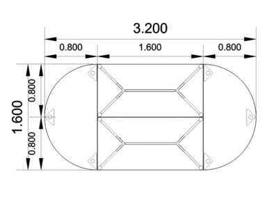 Meetingtisch Mega 320 cm Zeichnung Maße