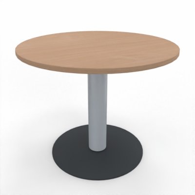 Konferenztisch Mega rund 90 cm mit Säulenfuß Tischplatte Buche