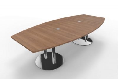 Konferenztisch Multi 280x130cm Tellerfüße verchromt Nussbaum
