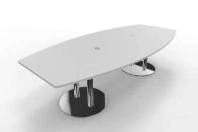 Konferenztisch Multi 280x130cm Tellerfüße verchromt Weiß