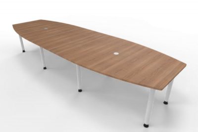 Konferenztisch Multi 400x130 cm Nussbaum-Weiß