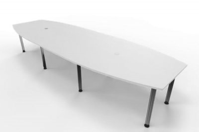Konferenztisch Multi 400x130 cm Weiß-Chrom