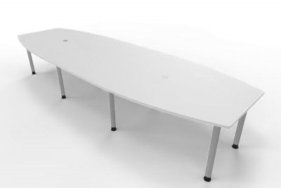 Konferenztisch Multi 400x130 cm Weiß-Silber