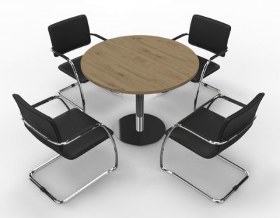 Konferenztisch rund mit 4 Stühle Asteiche