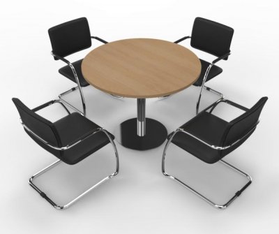 Konferenztisch rund mit 4 Stühle Eiche
