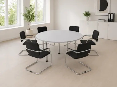 Runder Konferenztisch 160 cm mit 6 Stühlen