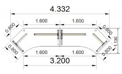 Doppelarbeitsplatz GC2 Leitstellentisch 433 cm breit Stellfläche