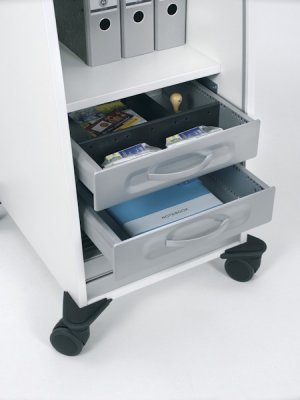 Mobiler Büroschrank Stehpult Detailansicht Schubfächer