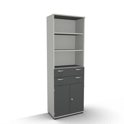 Modulschrank TEN 6 OH mit Schubkästen Weiss-Onyxgrau