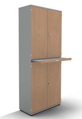 Modulschrank TEN 100 cm mit Auszugsplatte Lichtgrau-Buche