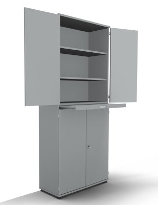 Modulschrank TEN 100 cm mit Auszugsplatte Lichtgrau