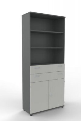 Modulschrank TEN 100 cm breit 6 Ordnerhöhen Onyxgrau-Weiß
