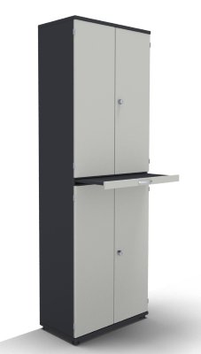 Modulschrank TEN 6 OH 80 cm breit mit Auszugsplatte onyxgrau-Weiss