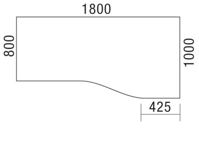Freiform-Schreibtisch rechte Seite 100 cm Zeichnung
