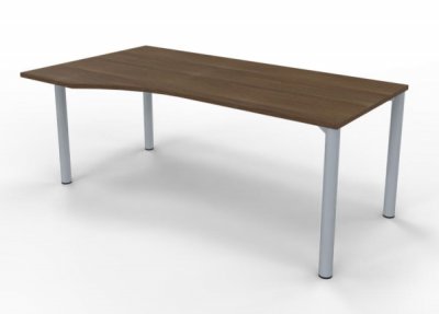 PC-Schreibtisch 180 cm links Gestell silber Nussbaum