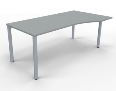PC-Schreibtisch 180 cm rechts Gestell silber Lichtgrau