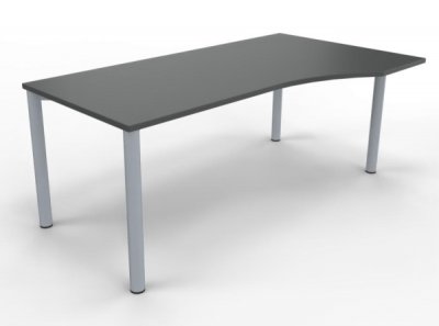 PC-Schreibtisch 180 cm rechts Gestell silber Onyxgrau