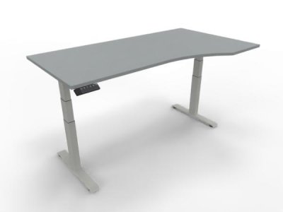 PC-Schreibtisch GP11 rechte Seite 100 cm tief Tischplatte Lichtgrau Gestell Weiß