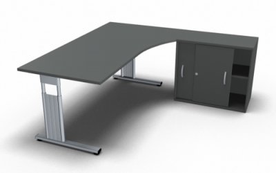 PC-Schreibtisch rechts Anstellschrank Onyx