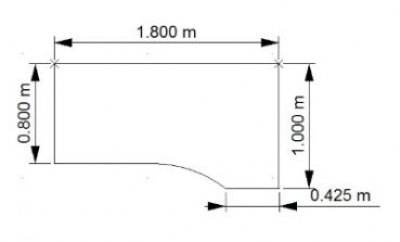PC-Schreibtisch ONE 180 cm rechts Maße