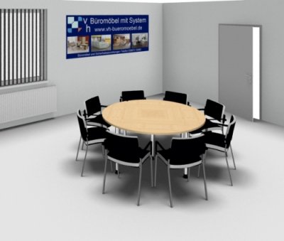 Konferenztisch rund 160 cm mit Stühle
