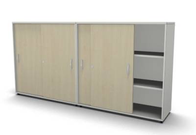 Raumteilerschrank Mega Stehtheke 240 cm Weiss-Ahorn
