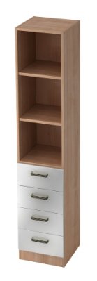 Schubladenschrank Klassik Nussbaum/silber