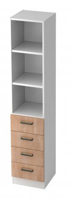Schubladenschrank Klassik Weiss/Nussbaum