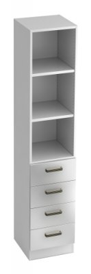 Schubladenschrank Klassik Weiss/silber