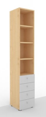 Aktenregal Master mit 4 Schubladen Ahorn/Silber