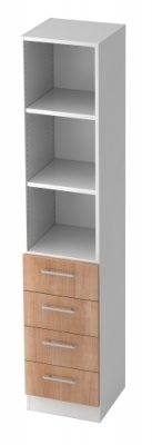 Schubladenschrank Multi Weiss/Nussbaum