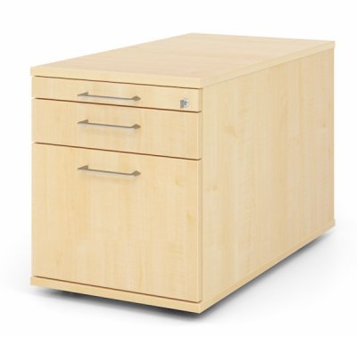 Rollcontainer Multi 80 cm tief mit Hängeregister Dekor Ahorn Bügelgriffe